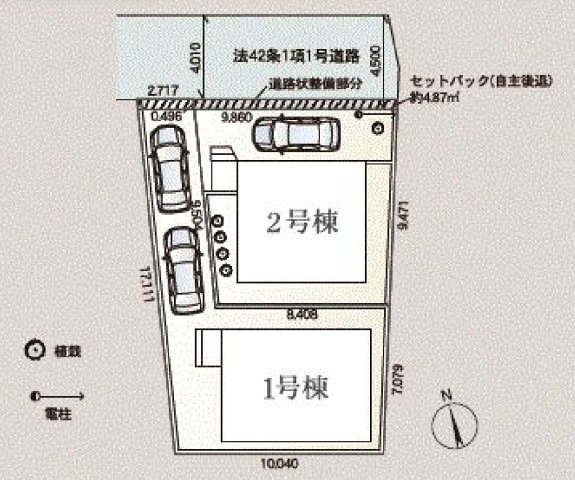 横浜市瀬谷区宮沢2丁目 新築戸建て【仲介手数料無料】カースペース2台の区画図