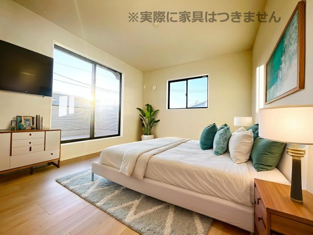 新築戸建・新築建売　郡山市富田西2期　富田小・富田中の洋室|画像はAI加工による演出で、実際の家具は付きません。