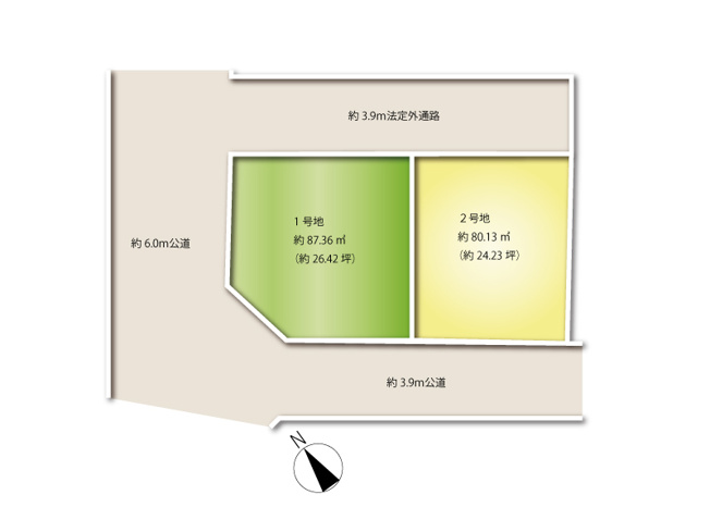 【土地図】 | 板橋区赤塚新町3丁目　建築条件無売地　全2区画　（成増店） | 【建築条件なし】お好きなハウスメーカーで建築できます。