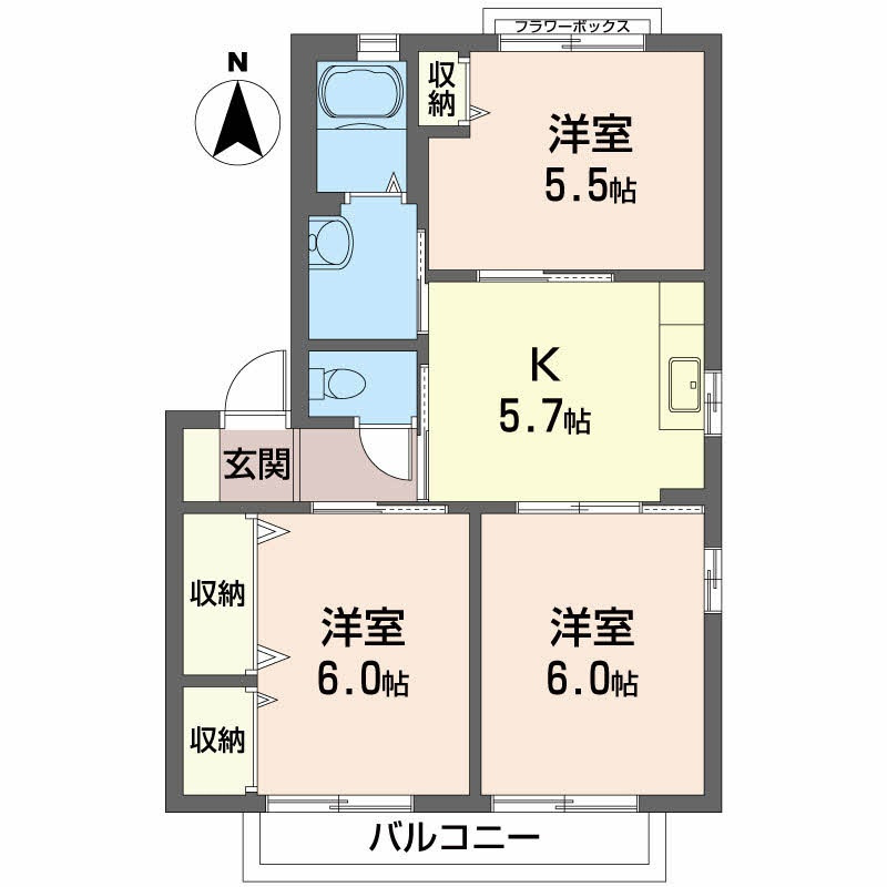 シャーメゾン大原　B棟の間取り