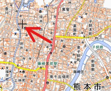熊本市中央区　一棟アパートの地図