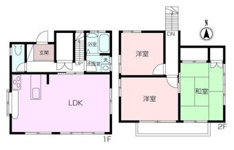 1階はLDK、2階には3部屋あり使いやすい間取りになっています。