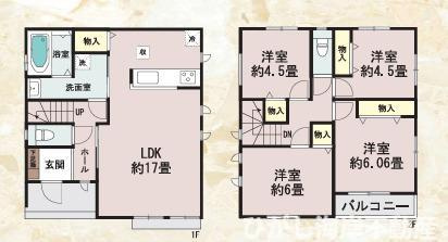 茅ヶ崎市東海岸南4丁目　新築戸建　全５棟の間取り|全居室2面採光の４LDKです。