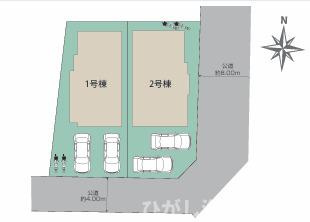 茅ヶ崎市浜須賀　新築戸建　全２棟の区画図|対象地は2号棟です。