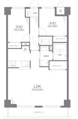 【間取り】 | グランパーク深沢 | 販売価格：7290万円　間取り2LDK　空室