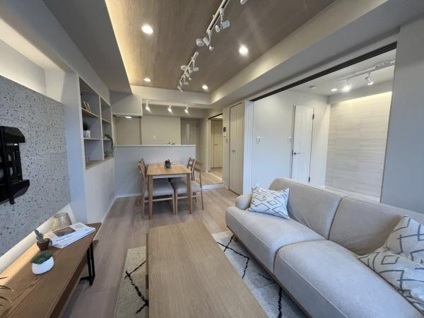 【居間・リビング】 | クレッセント溝の口 | キッチンからリビングダイニングまで見渡せて、ご家族のコミュニケーションも取りやすい間取りです♪