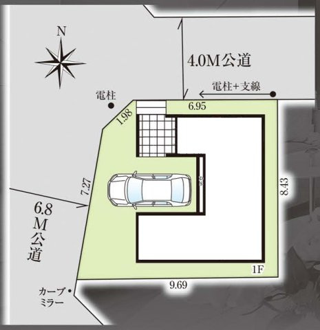 三郷市彦川戸1丁目　新築戸建　全1棟の区画図|開放的な角地です
