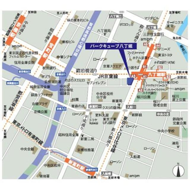 パークキューブ八丁堀の地図