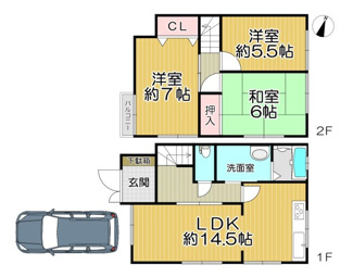 【間取り】 | 川西市西畦野２丁目中古テラスハウス | お二人様からファミリー様まで幅広くおすすめの３LDKの間取りです♪