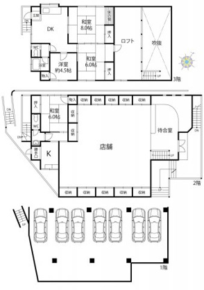 【間取り】 | 熱海市下多賀　店舗付住宅 | 吹き抜けのある店舗付住宅