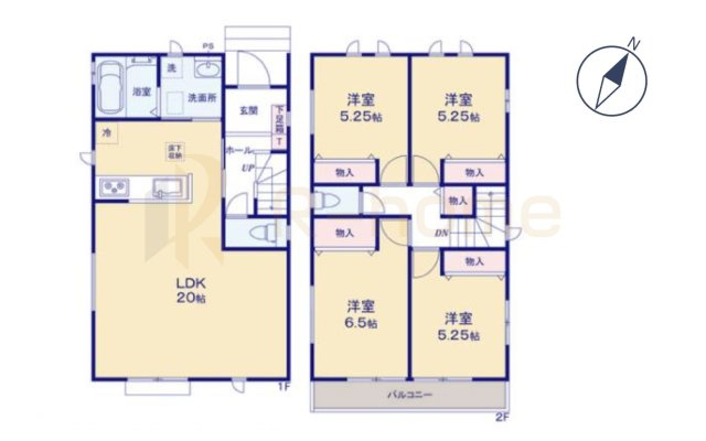 守谷市薬師台7丁目　新築戸建て　A号棟の間取り|4LDK＋全居室収納、土地面積157.15m2、建物面積97.70m2