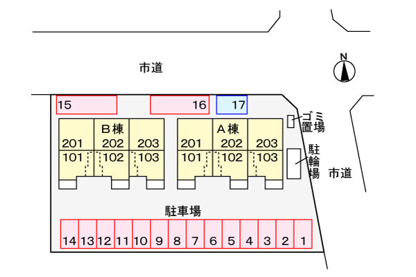 ハッピーメゾンⅤ　Ｂの駐車場|駐車場