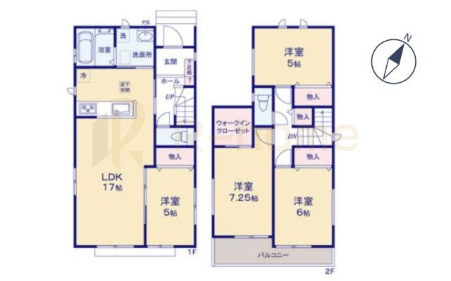 守谷市薬師台7丁目　新築戸建て　C号棟の間取り|4LDK＋WIC、土地面積156.82m2、建物面積99.77m2