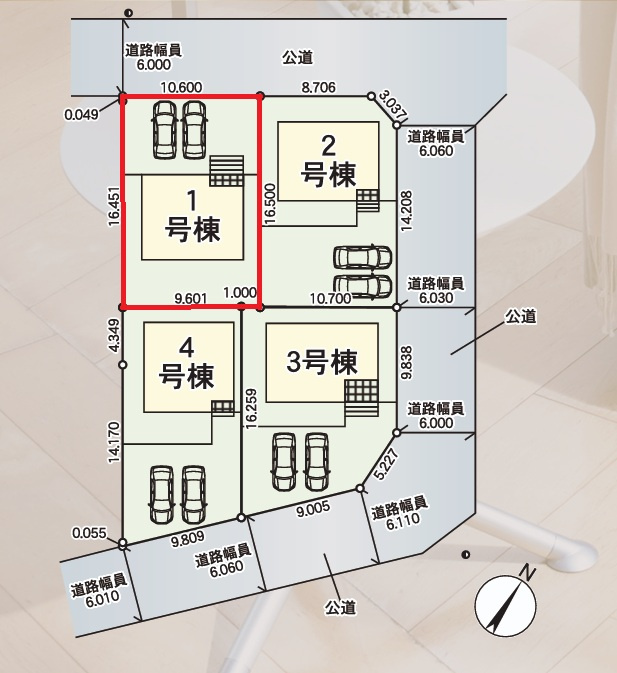 Cradlegarden　 ひたちなか市相金町　第1　1の前面道路含む現地写真|敷地面積約52坪。前面道路幅6メートル、並列駐車可能で車庫入れラクラク！気になる他の物件と合わせての現地ご案内も可能です。お気軽にお問い合わせください。

