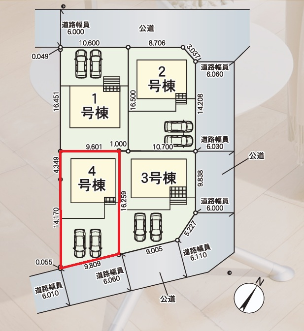 Cradlegarden　 ひたちなか市相金町　第1　4の区画図|敷地面積約50坪。南東側、道路幅6メートルで日当たり良好！気になる他の物件と合わせての現地ご案内も可能です。お気軽にお問い合わせください。

