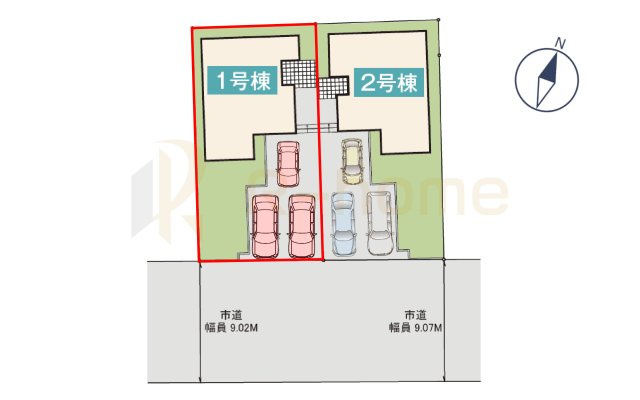 かすみがうら市稲吉3丁目25-P1　新築戸建て　1号棟の区画図|大きなお買い物だからこそ、メリット・デメリットを伝えさせて頂きます。
R-homeにお任せください♪