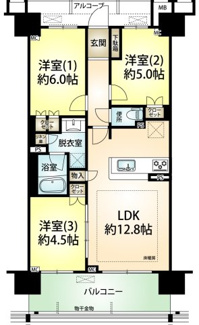 【間取り】 | プレサンスロジェ西神南 | ３LDK