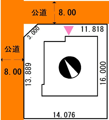 【区画図】 | 【商談中】文苑1丁目34-13売家 | 角地ですので、日当たり・風通しも良好です～！
