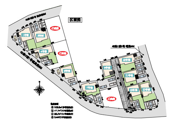 川島町下伊草　新築一戸建て　いろどりアイタウン　13の区画図|13号棟