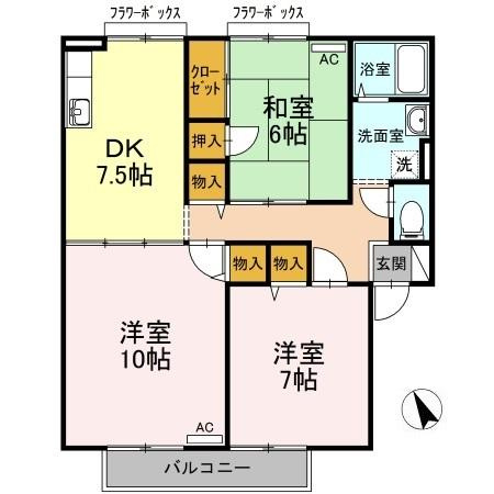 ファミール・ド・鹿児 B棟の間取り