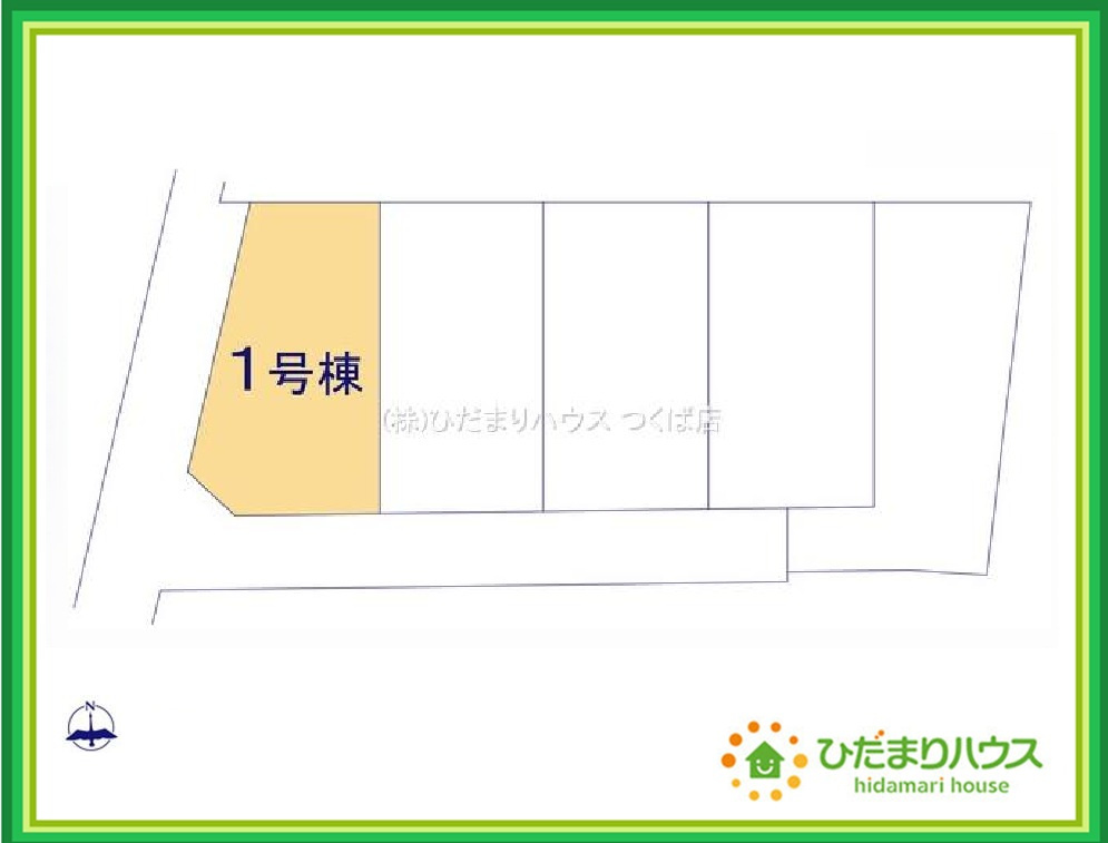 いわき市錦町花ノ井3期　新築戸建　1号棟の区画図|南向きで日当たり良好(^^♪