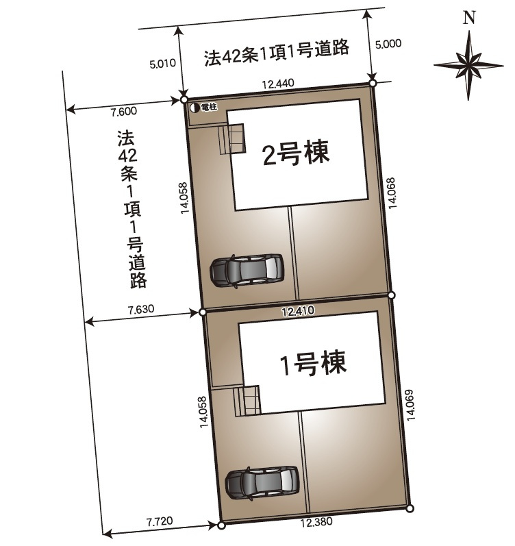 【Cradle Garden】　古河市小堤　第３　全2邸の区画図|全棟配置図