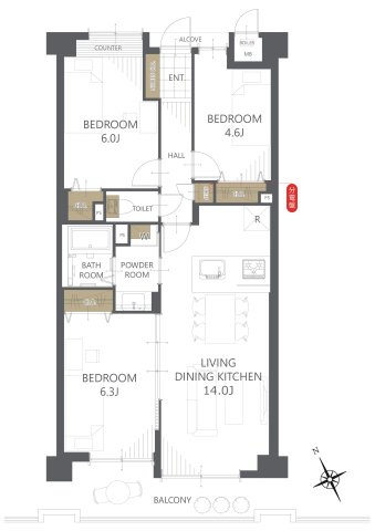 【間取り】イトーピア生駒ファインコート 