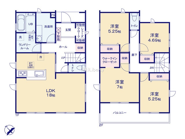 日立市滑川本町3期　新築戸建　2号棟の間取り