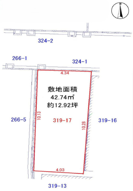守口市金田町1丁目　土地の区画図