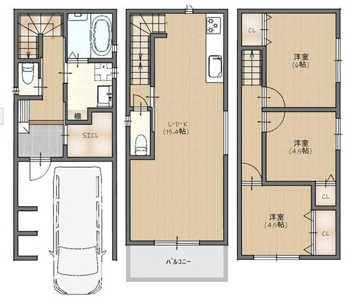 守口市南寺方東通3丁目　戸建の間取り