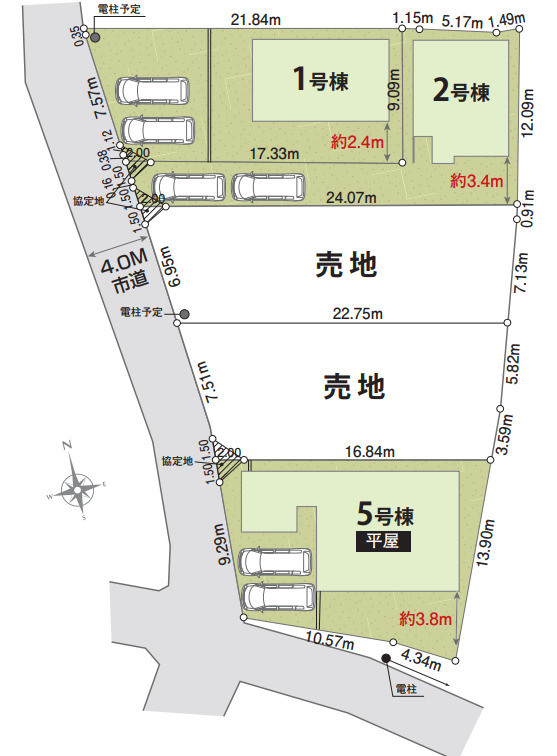 平屋新築戸建　富士市富士岡第1期　全5棟　5号棟の区画図|5号棟