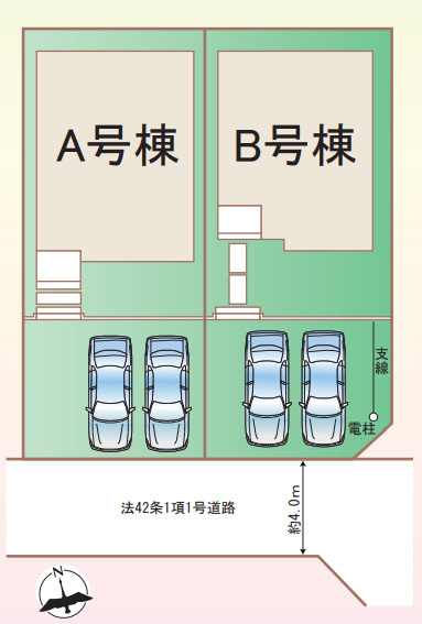 藤沢市鵠沼海岸6丁目　新築戸建　全2棟A号棟の区画図