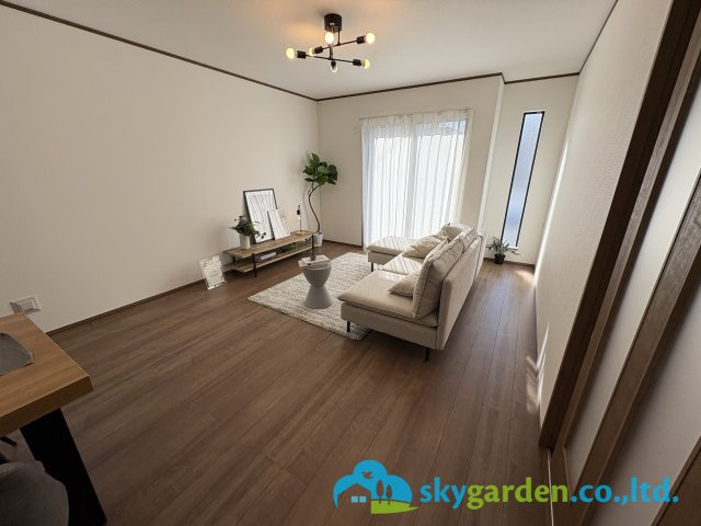 藤沢市鵠沼海岸6丁目　新築戸建　全2棟B号棟の居間・リビング|家具等は含まれません