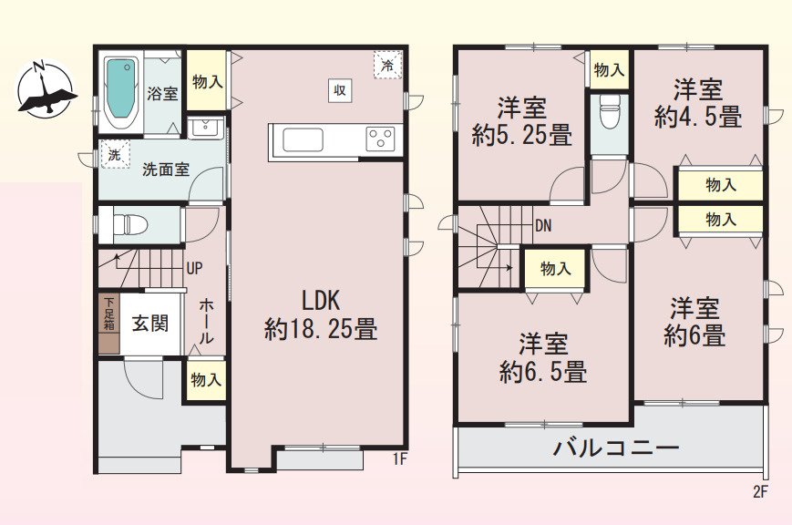 藤沢市鵠沼海岸6丁目　新築戸建　全2棟B号棟の間取り|全居室二面採光の４LDK