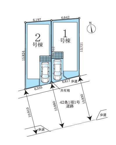 茅ヶ崎市若松町　新築戸建　1号棟の区画図|1号棟◇