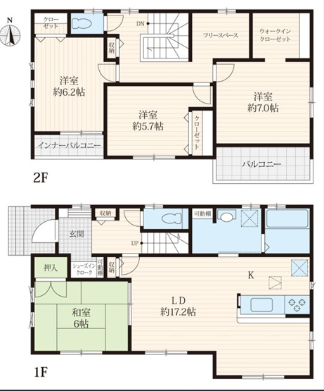 【間取り】 | つくばみらい市伊奈東　中古戸建 | 全室にクローゼットが付いていて、お部屋の住空間もスッキリ広々使えそうです(^^)