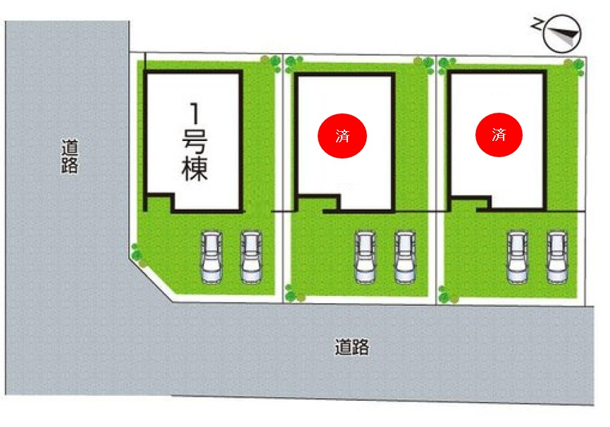 姫路市大津区天神町　新築一戸建ての区画図|全3区画