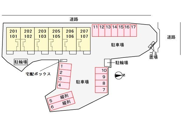 カーサ吉田の駐車場