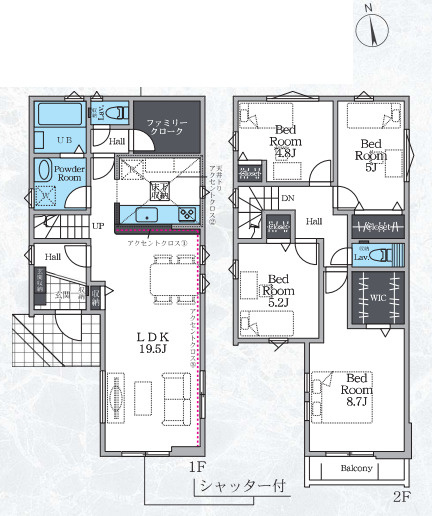 茅ヶ崎市若松町1期　新築戸建　全2棟1号棟の間取り