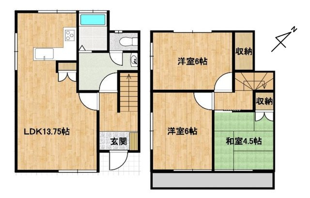 【サンスターホーム】武蔵村山市岸3丁目　中古リフォーム戸建の間取り
