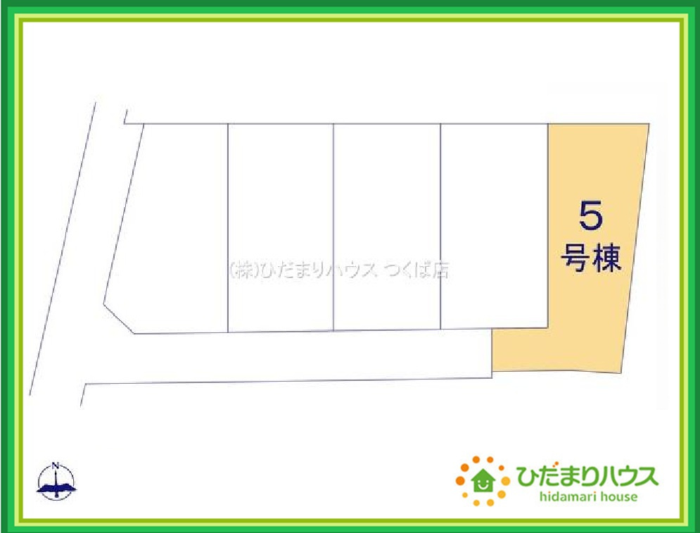 いわき市錦町花ノ井3期　新築戸建　5号棟の区画図|南側道路につき日当り良好！