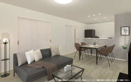 【完成予想図】 | 【LDK　イメージパース】
※画像は設計図面を基に作成したイメージです。