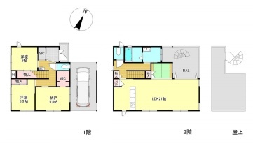 蓮田市藤ノ木4丁目　中古一戸建ての間取り|蓮田市藤ノ木4丁目　中古一戸建て、2SLDK、土地面積146.98m2、建物面積111.90m2
