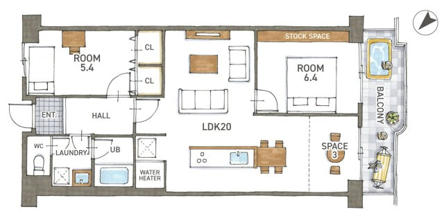 西大路ガーデンハイツ　天然木フルリノベーションの間取り