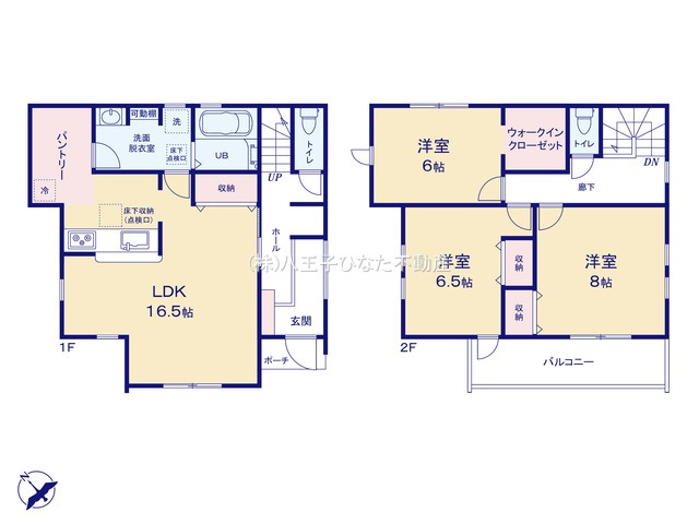 『八王子市新築戸建て』八王子市大和田町3-11-9【仲介手数料無料】　１０期の間取り|～仲介手数料無料☆八王子ひなた不動産～　八王子市大和田町　新築戸建て