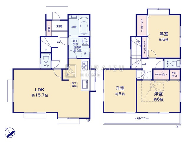 【間取り】 | 陽の光をたっぷりと浴びながら気持ち良く生活が出来ます。夢のマイホーム、夢ではなく実現出来ます！見学・ご相談等、お気軽にご連絡下さい。

