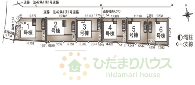 野田市尾崎第16　新築戸建　2号棟のその他共用部分|一方 ： 北 4.5m 公道
