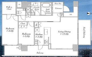 【間取り】 | パークタワー梅田 | 最上階部分・北東角住戸！