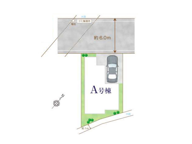 【区画図】 | 新座市野寺2丁目　新築一戸建住宅　全1棟　(保谷店) | 幅員6ｍ公道に面し開放的！駐車もラクラクです！