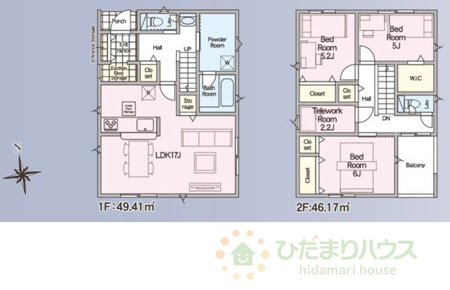 野田市尾崎第16　新築戸建　5号棟の間取り|3LDK＋WIC+テレワークルーム